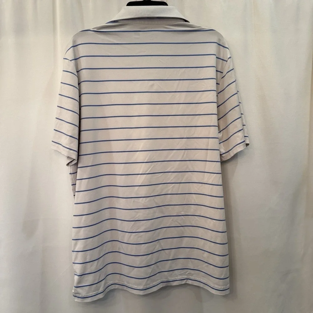 Polo Ralph Lauren White Blue Stripe Classic Fit Performance Shirt L